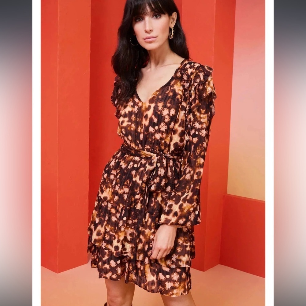 NWT Marie Oliver Amber & Pink Speckled Print Lawson Dress Ruffle